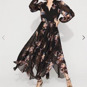 Elegant Black Floral Women's Dress